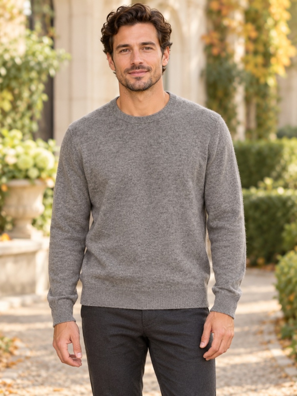 Nordstrom Men’s Large 100% Cashmere Heather Gray Crewneck Pullover Sweater